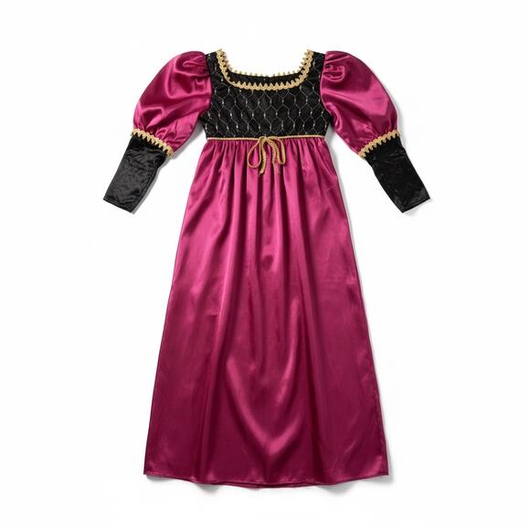 Secrets of Charm Dresses & Skirts - Medieval Renaissance Fair Magenta Long Sleeve Empire Gold Braid Costume Dress L